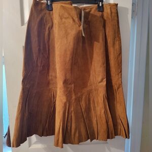 Jessica London Brown Genuine Leather Western Skirt Size 18 NWT